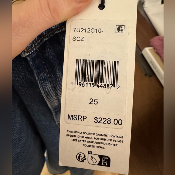 7 FOR ALL MANKIND Barrel Jeans Bonnie Curvilinear in Santa Cruz High Rise 25 NWT - Picture 11 of 12